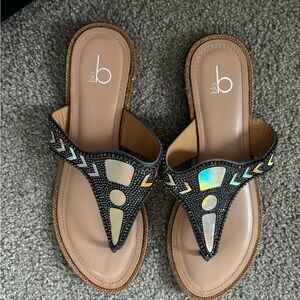Bakers Black and Multicolor Beaded Sandals